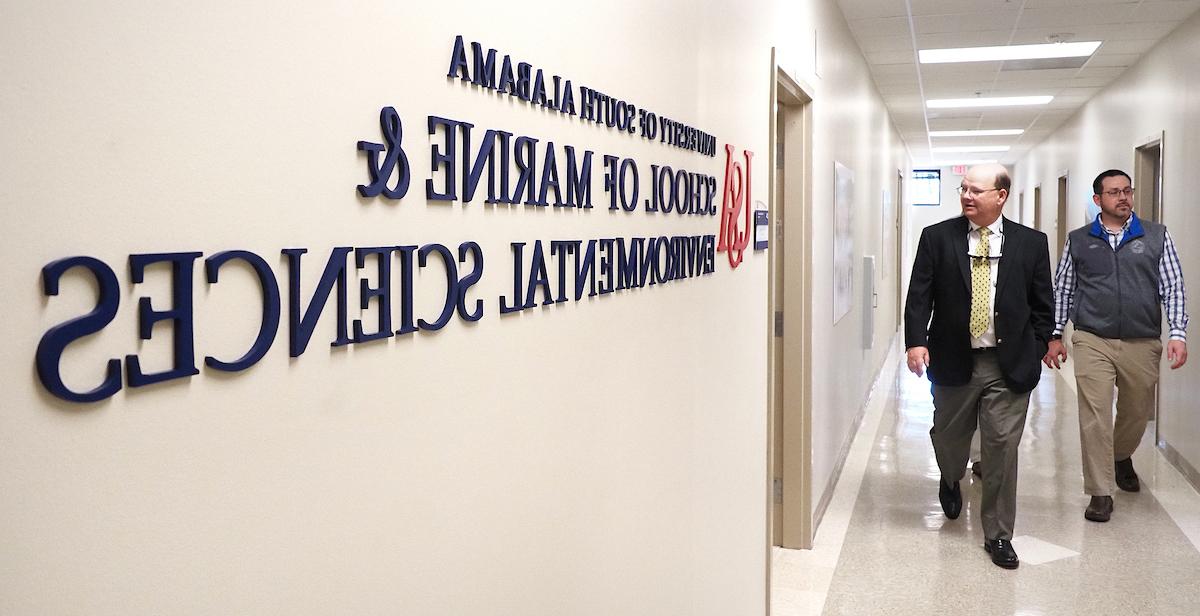 Dr. Sean Powers, professor and director of the School of Marine and Environmental Sciences, walks the halls of the school's renovated 20,000-square-foot facility. “We have an international reputation. We want to bring new students to South,” he said. 